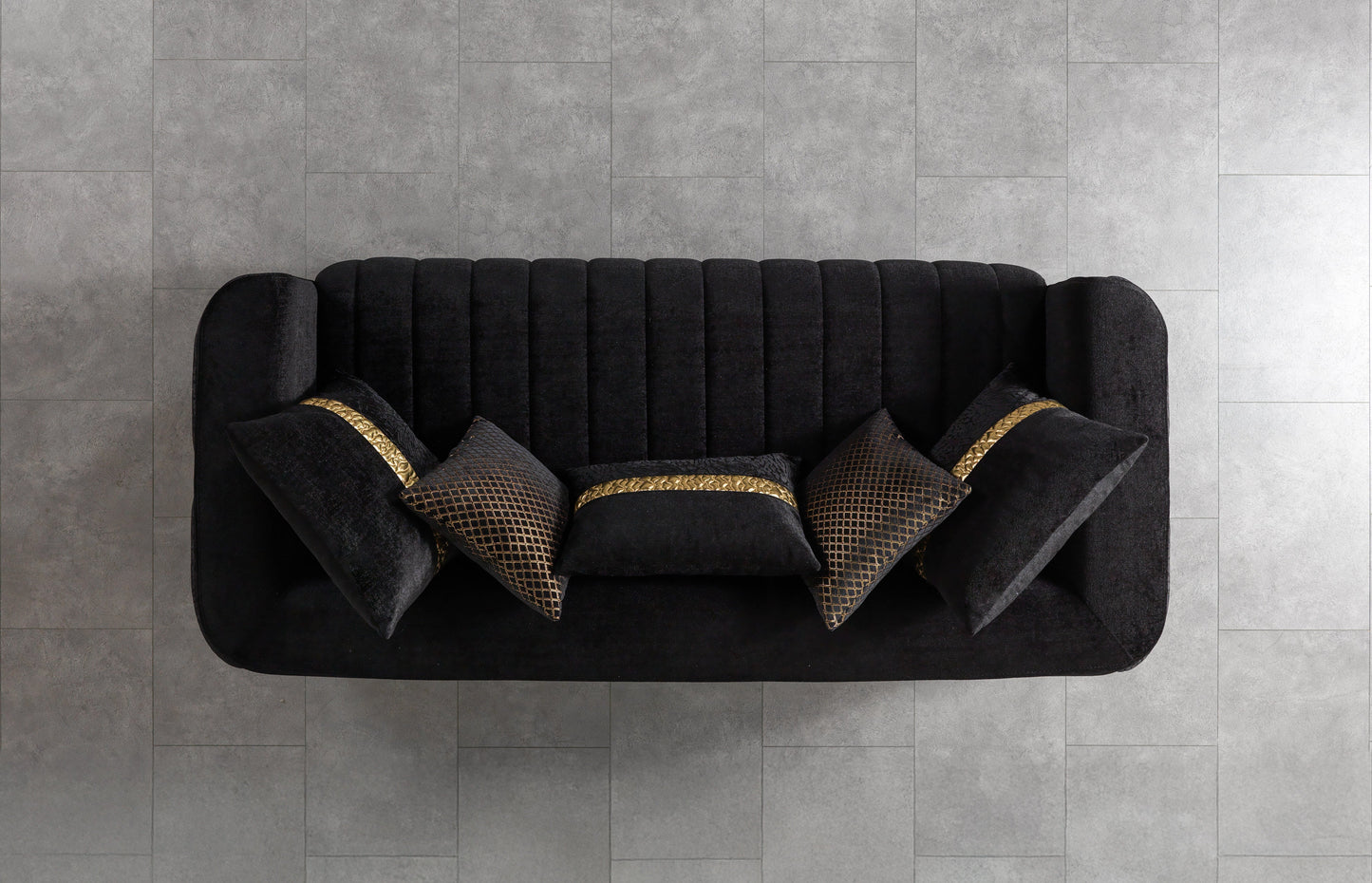 Carlina Black Velvet Sofa & Loveseat