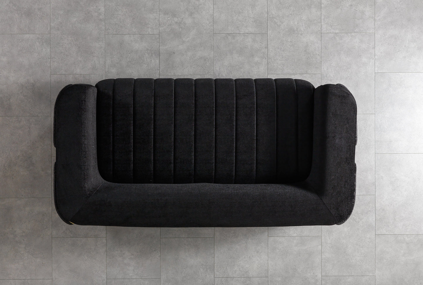 Carlina Black Velvet Loveseat 77"