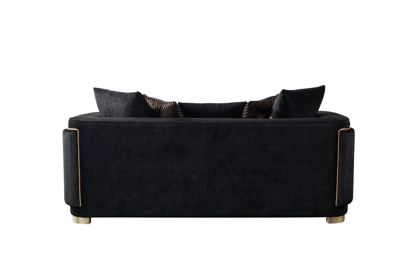 Carlina Black Velvet Loveseat 77"