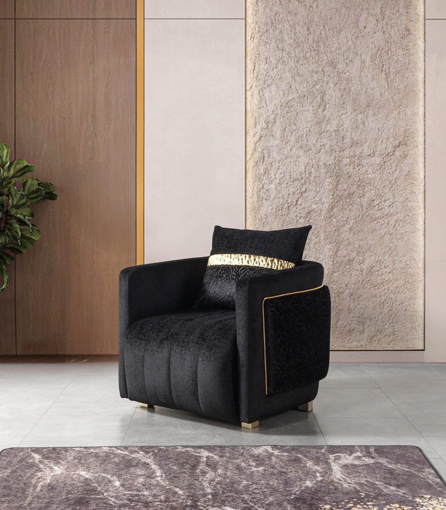 Carlina Black Velvet Sofa & Loveseat