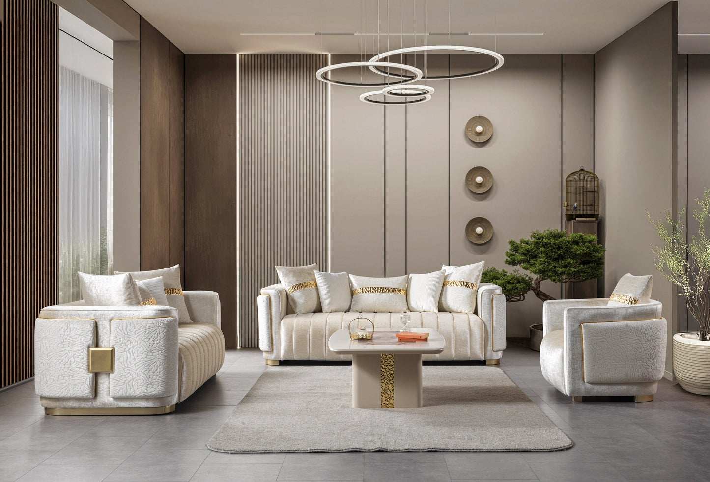 Carlina Ivory Velvet Sofa