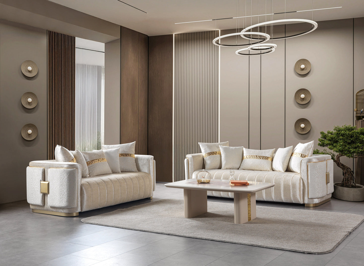 Carlina Ivory Velvet Sofa