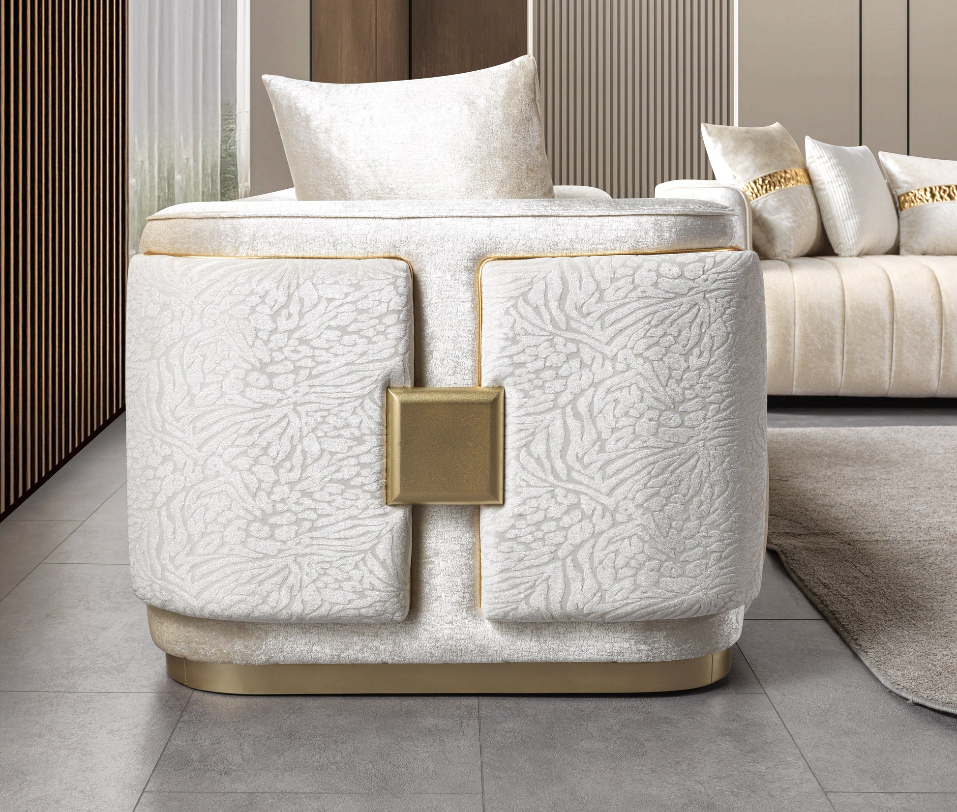 Carlina Ivory Velvet Sofa & Loveseat