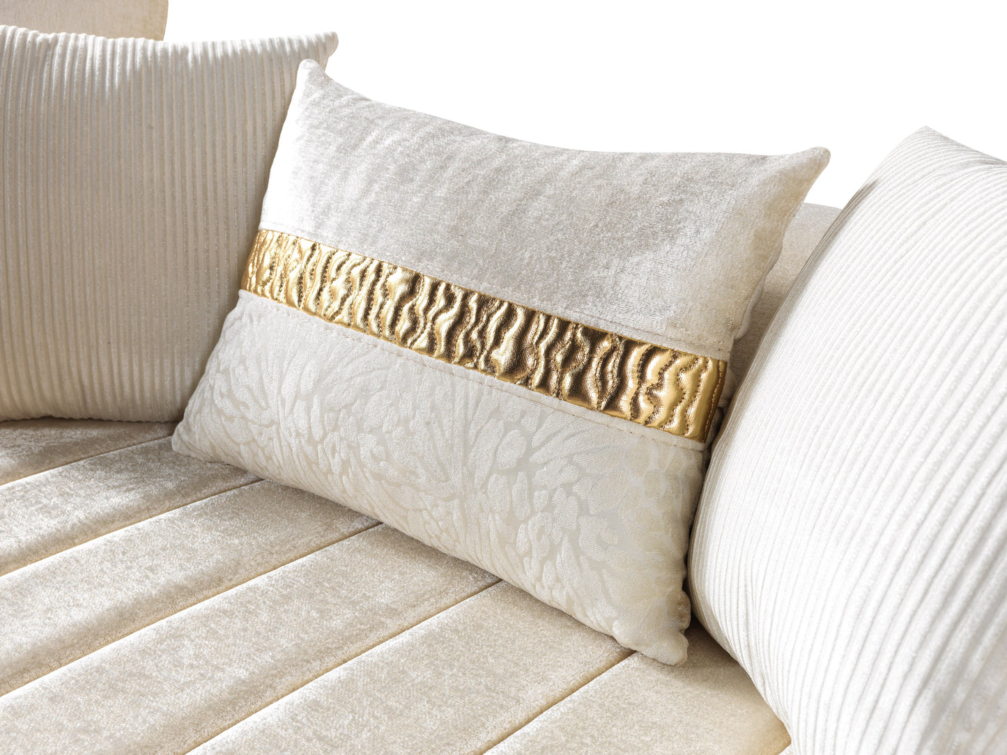 Carlina Ivory Velvet Sofa & Loveseat