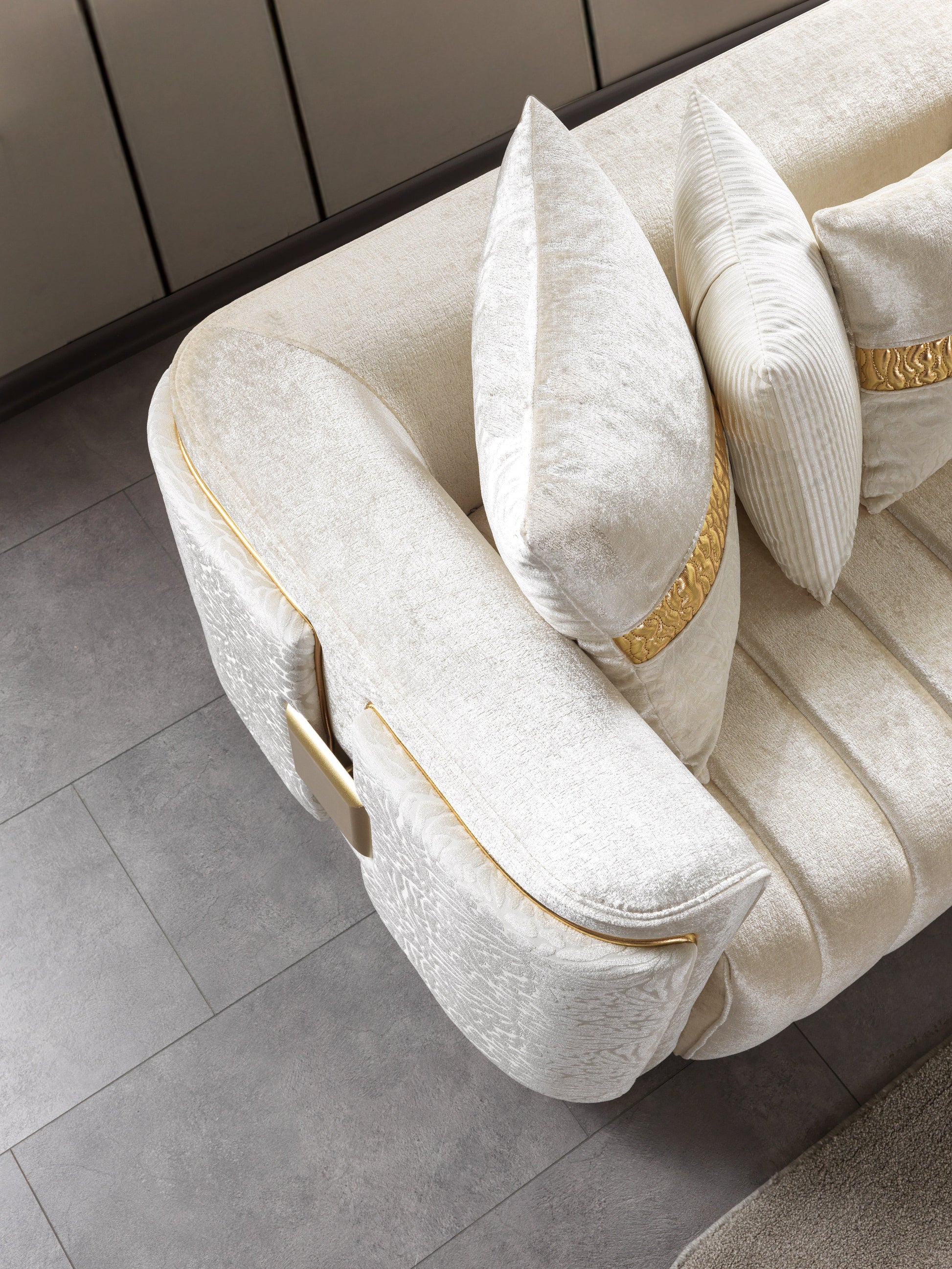 Carlina Ivory Velvet Sofa