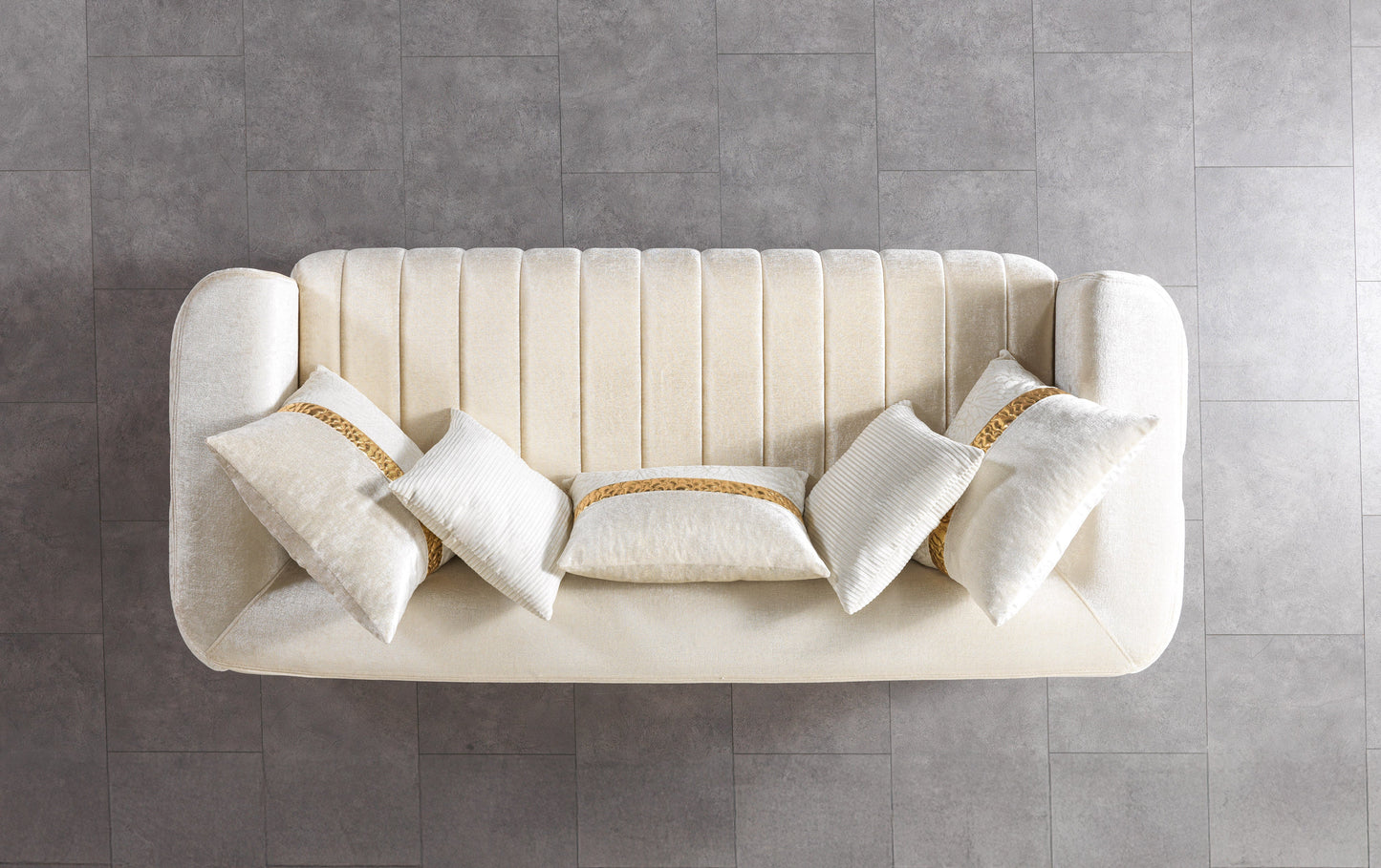 Carlina Ivory Velvet Sofa