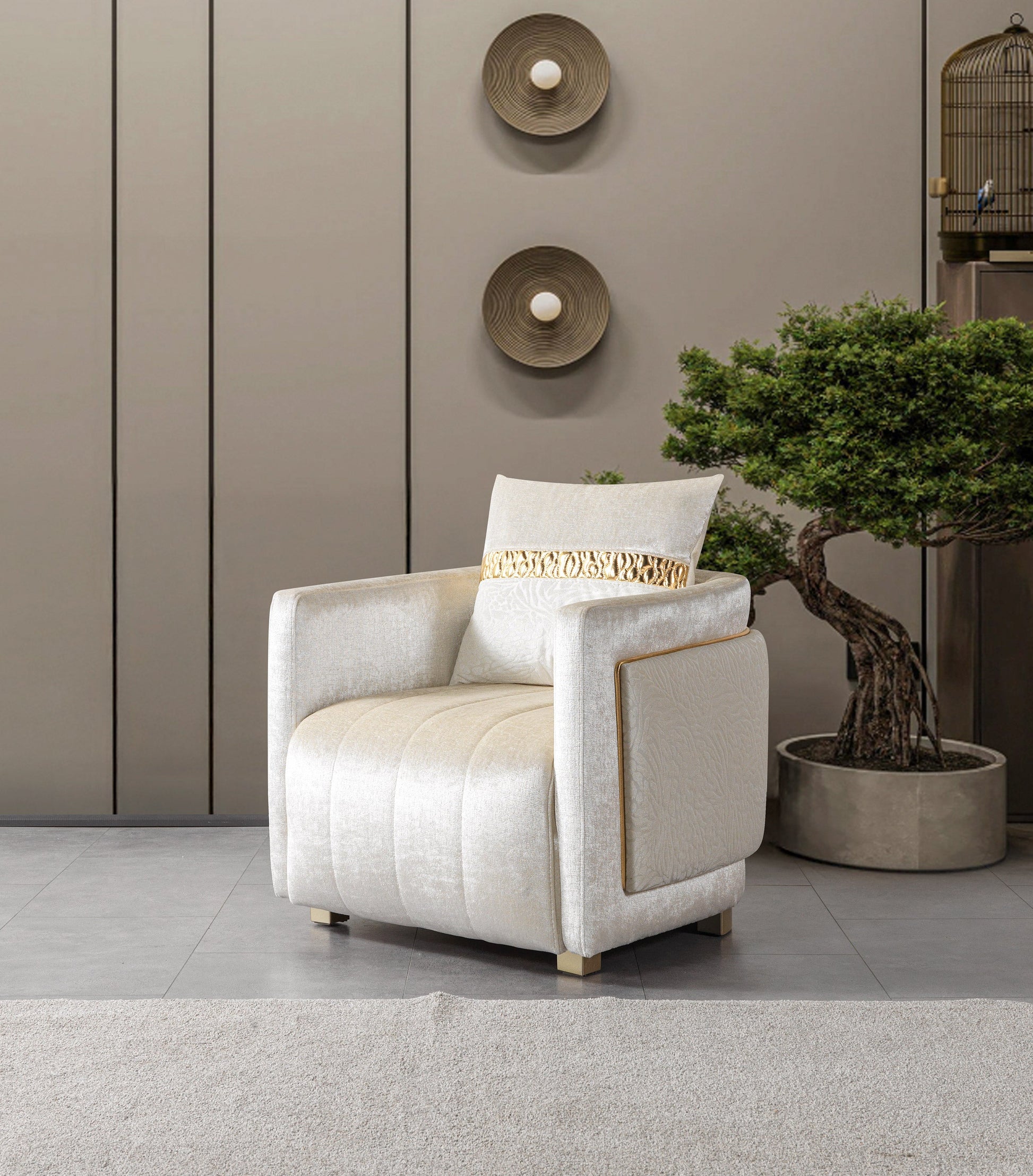 Carlina Ivory Velvet Chair