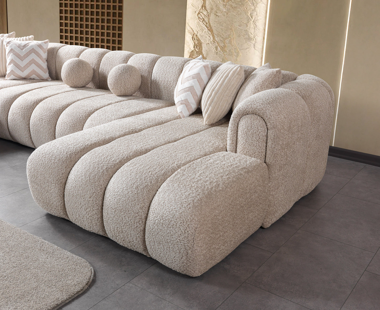 Lis Sand Boucle Double Chaise 147" Sectional