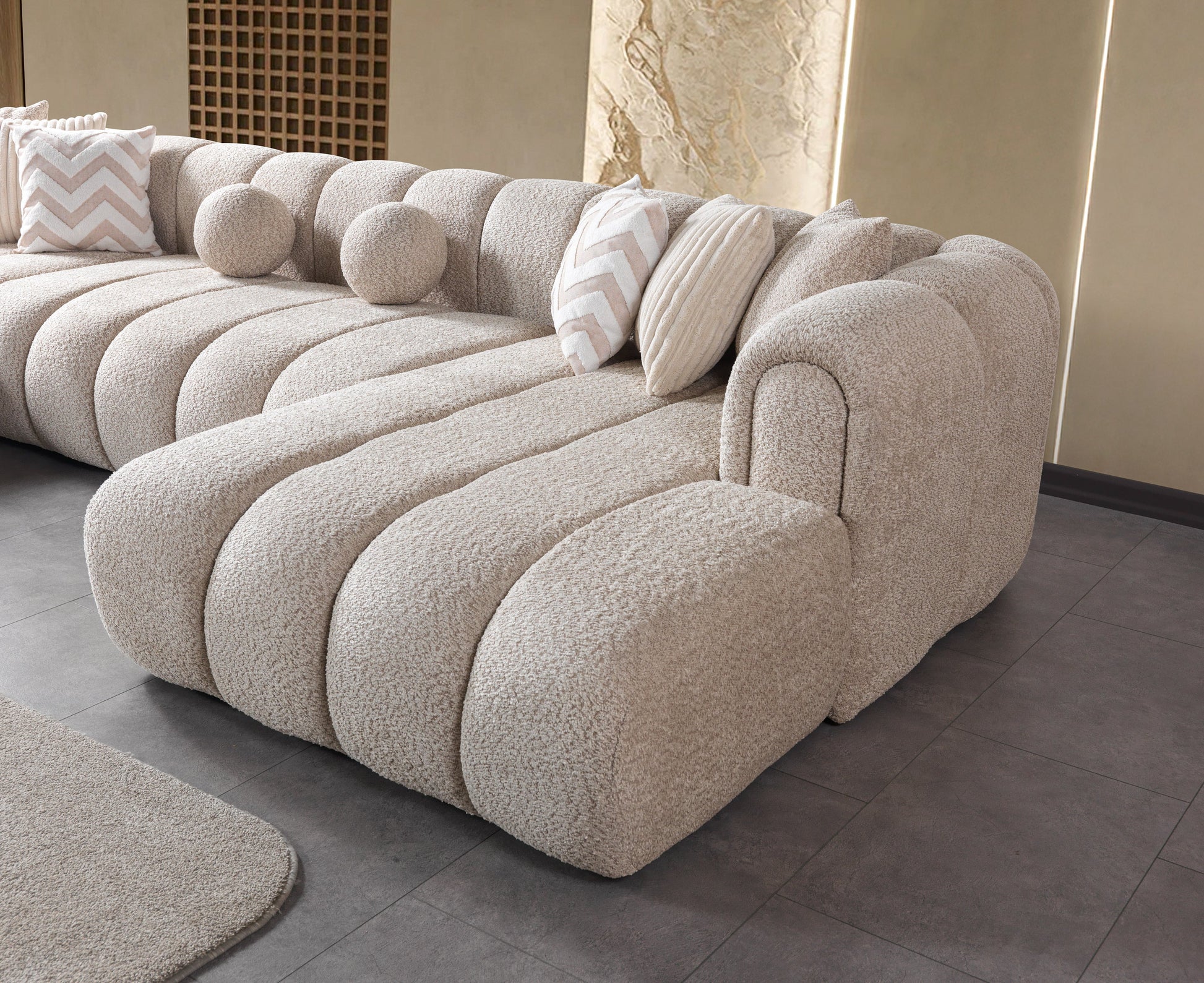 Lis Sand Boucle Double Chaise 147" Sectional