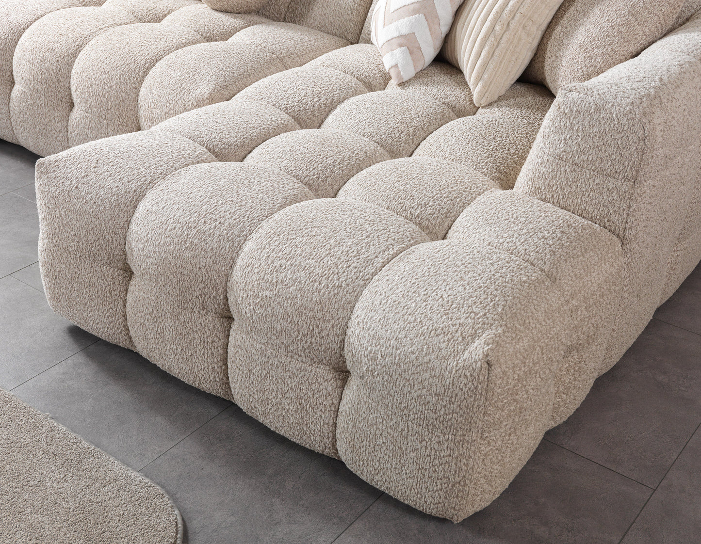 Ivy Sand Boucle Double Chaise 146" Sectional