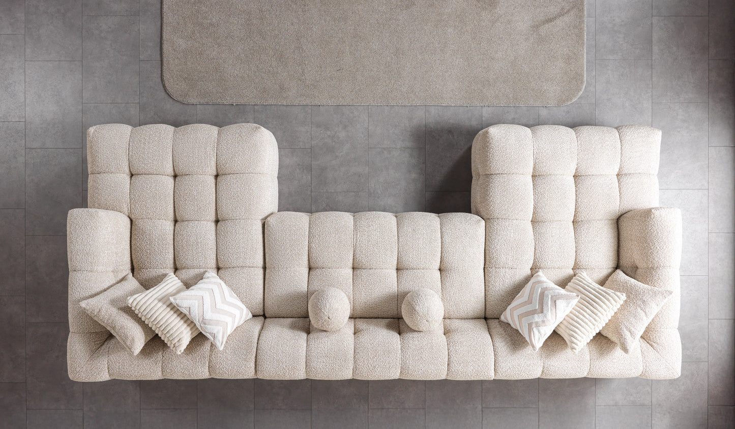 Ivy Sand Boucle Double Chaise 146" Sectional