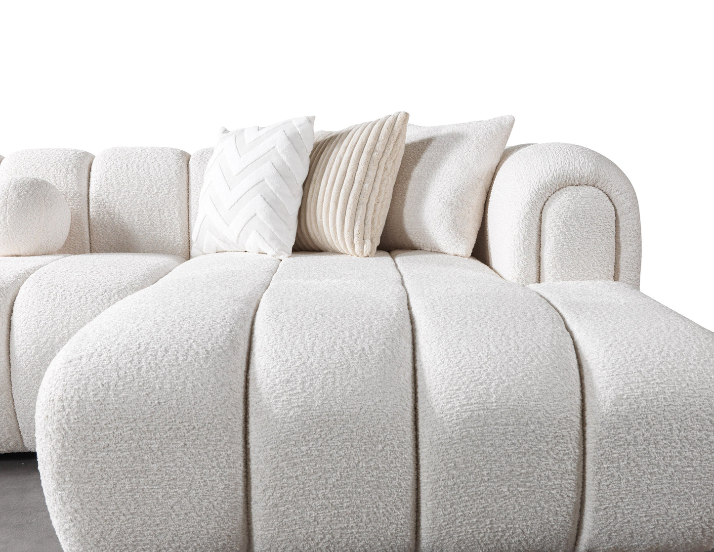 Lis Ivory Boucle Double Chaise 147" Sectional