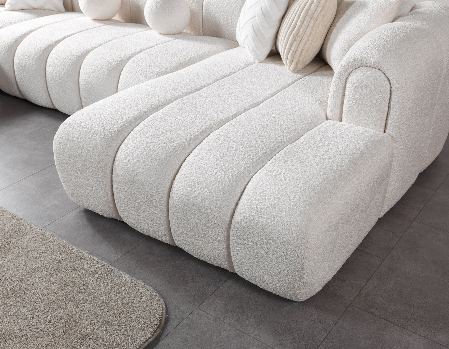 Lis Ivory Boucle Double Chaise 147" Sectional