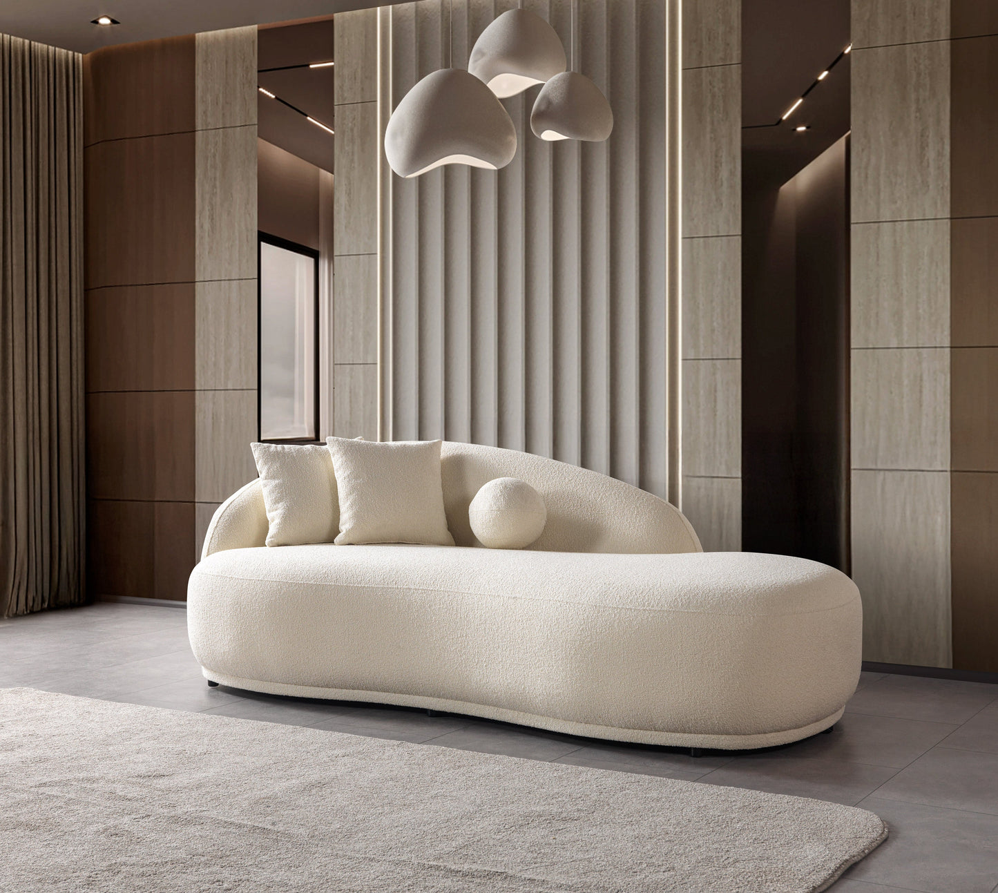 Bonita Ivory Boucle Sofa Chaise 87"