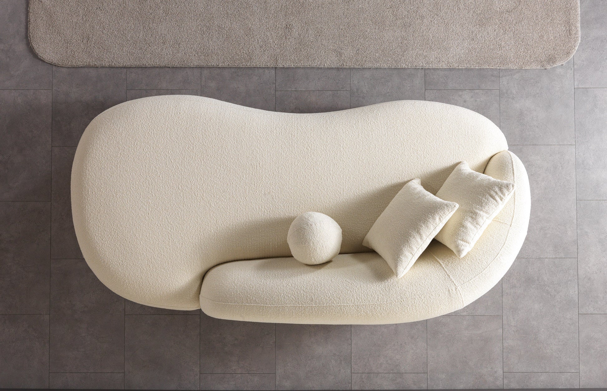 Bonita Ivory Boucle Sofa Chaise 87"