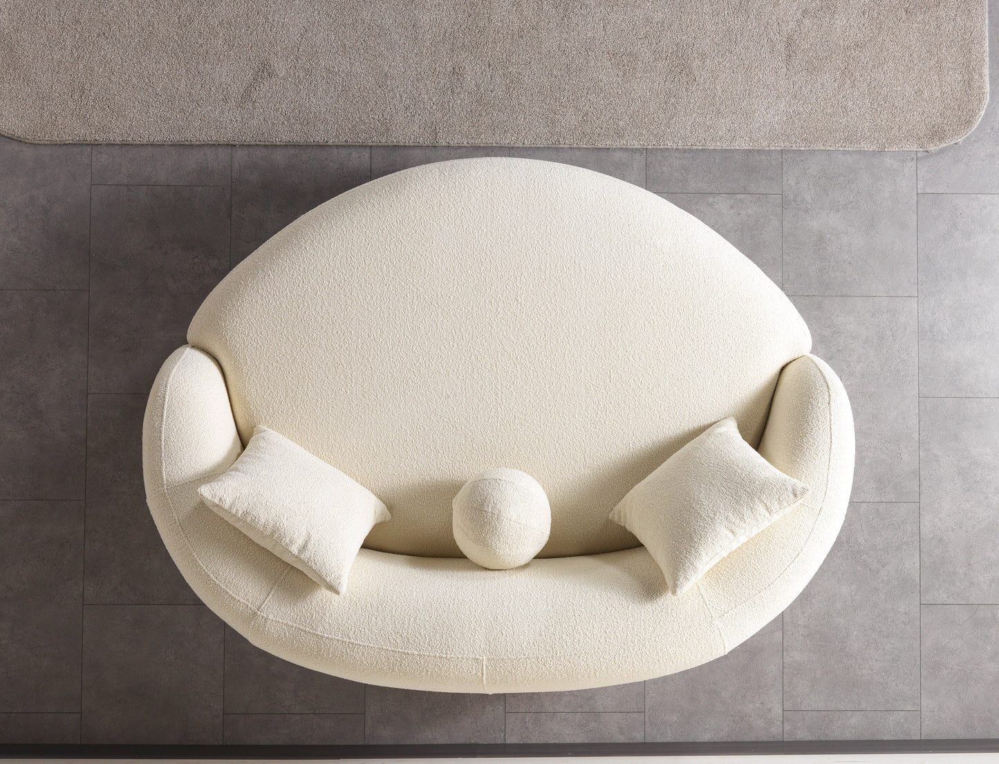 Bonita Ivory Boucle Round Sofa  71"