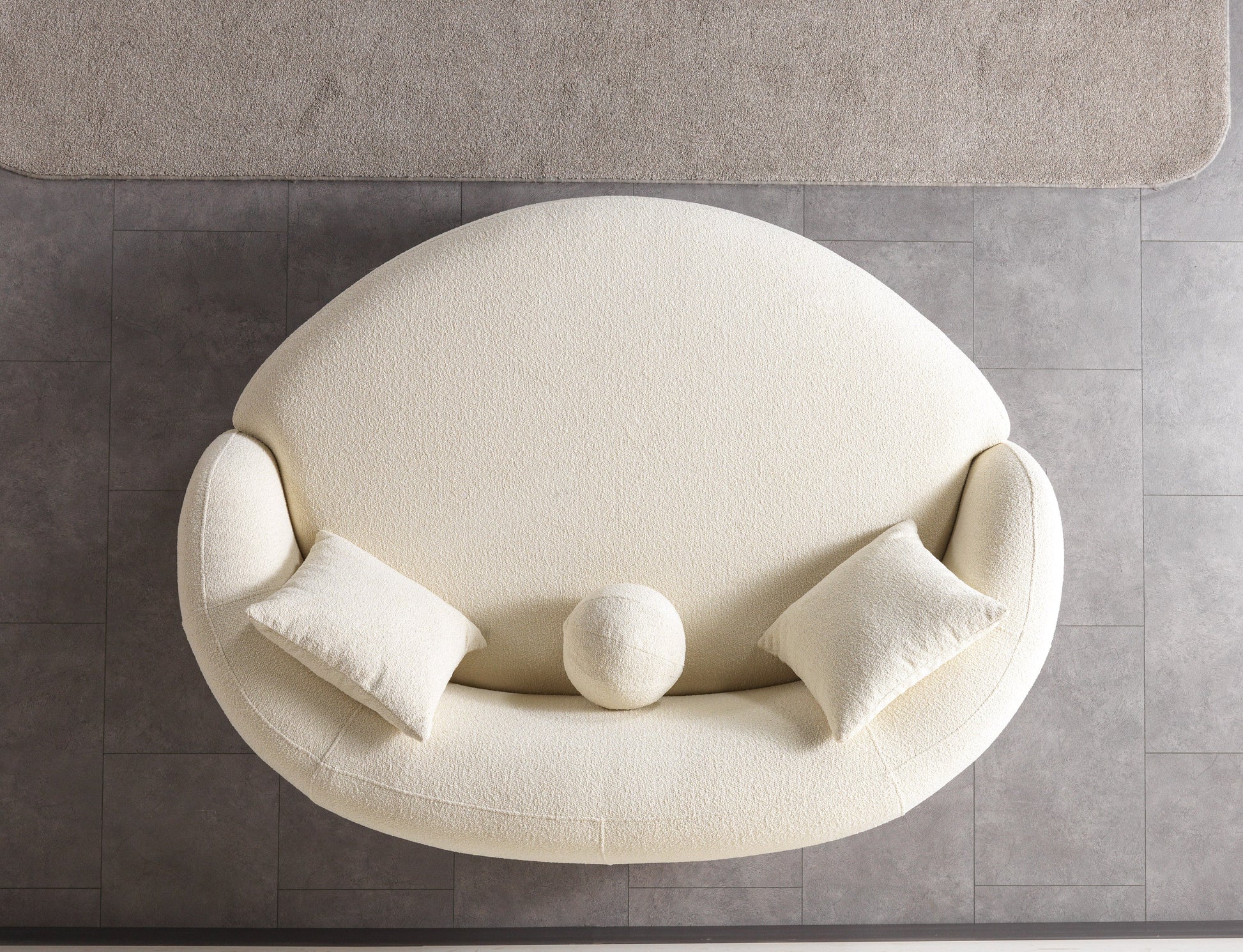 Bonita Ivory Boucle Round Sofa  71"