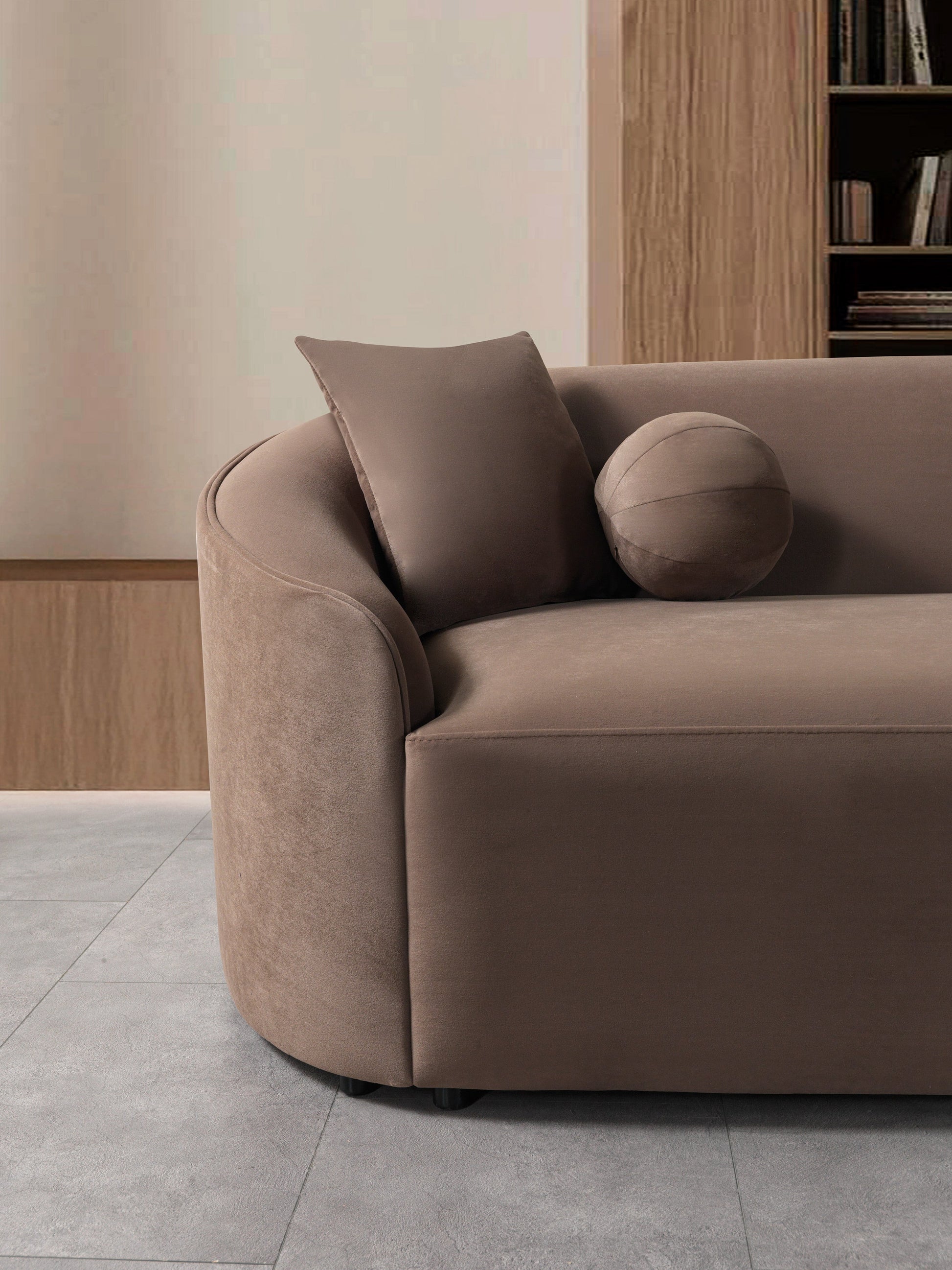Cloe Coffee Velvet Curved 134" RAF Sectional