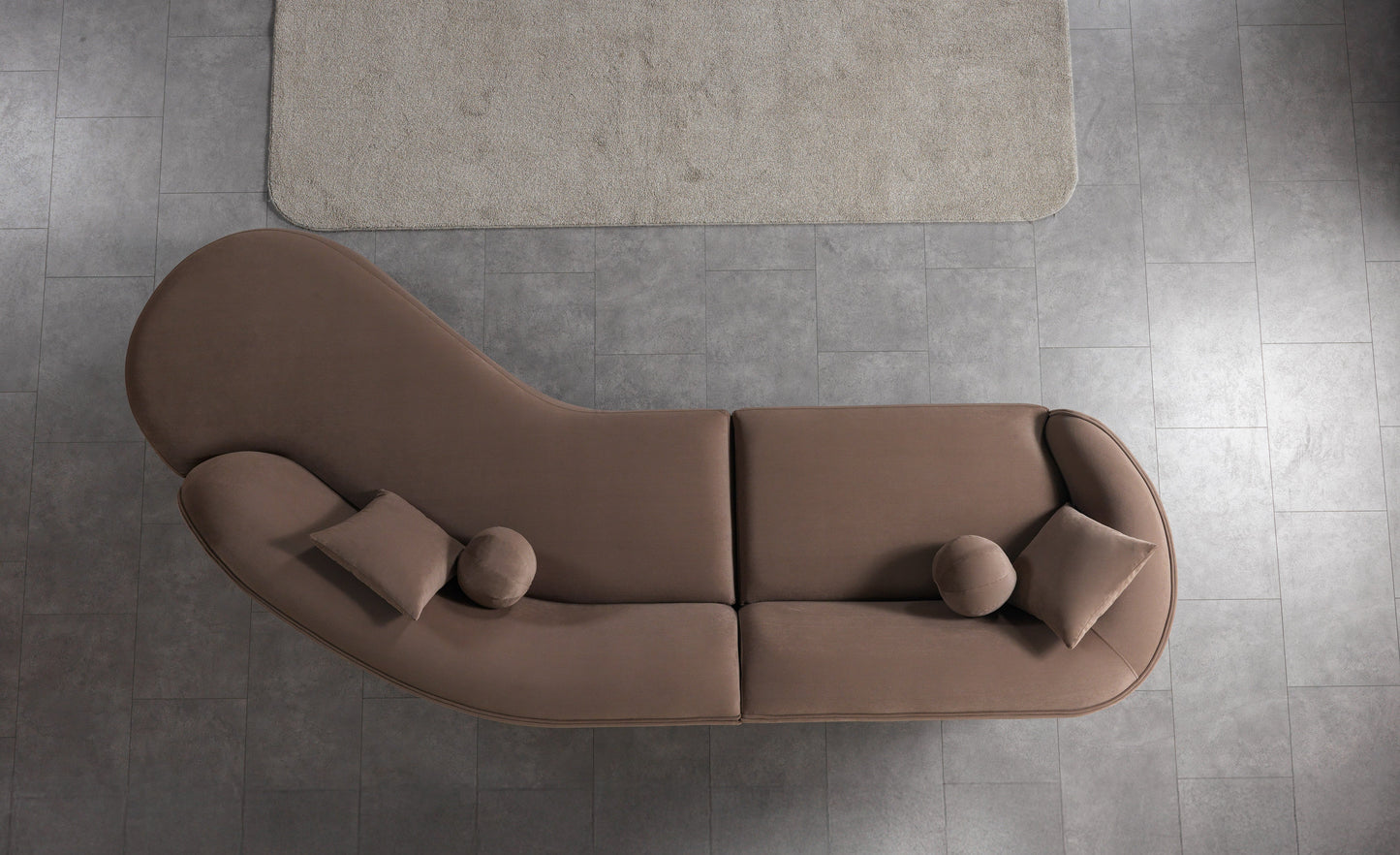 Cloe Coffee Velvet Curved 134" RAF Sectional