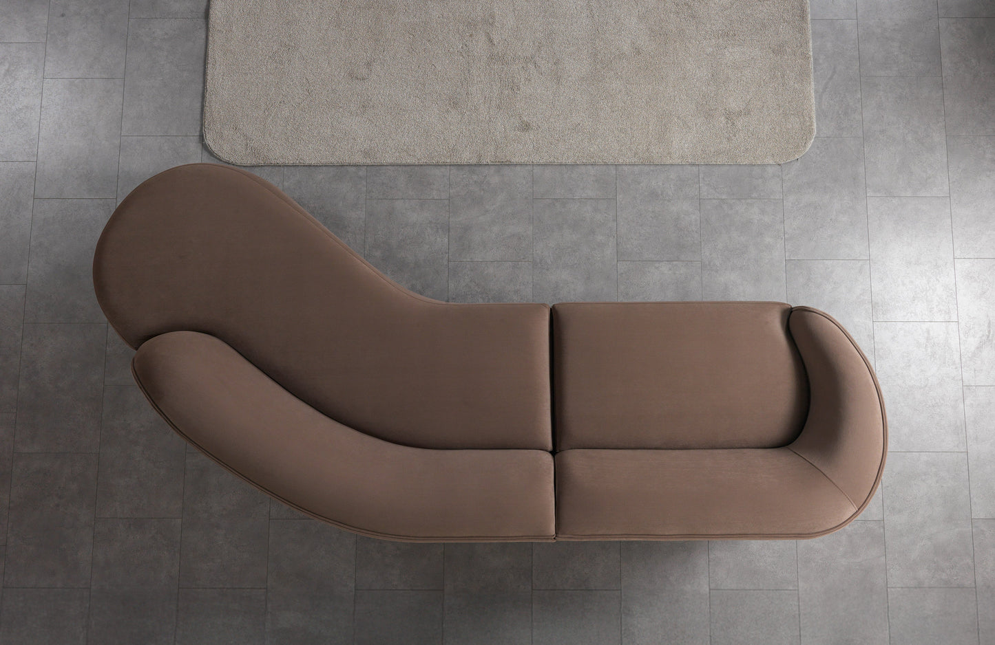 Cloe Coffee Velvet Curved 134" RAF Sectional