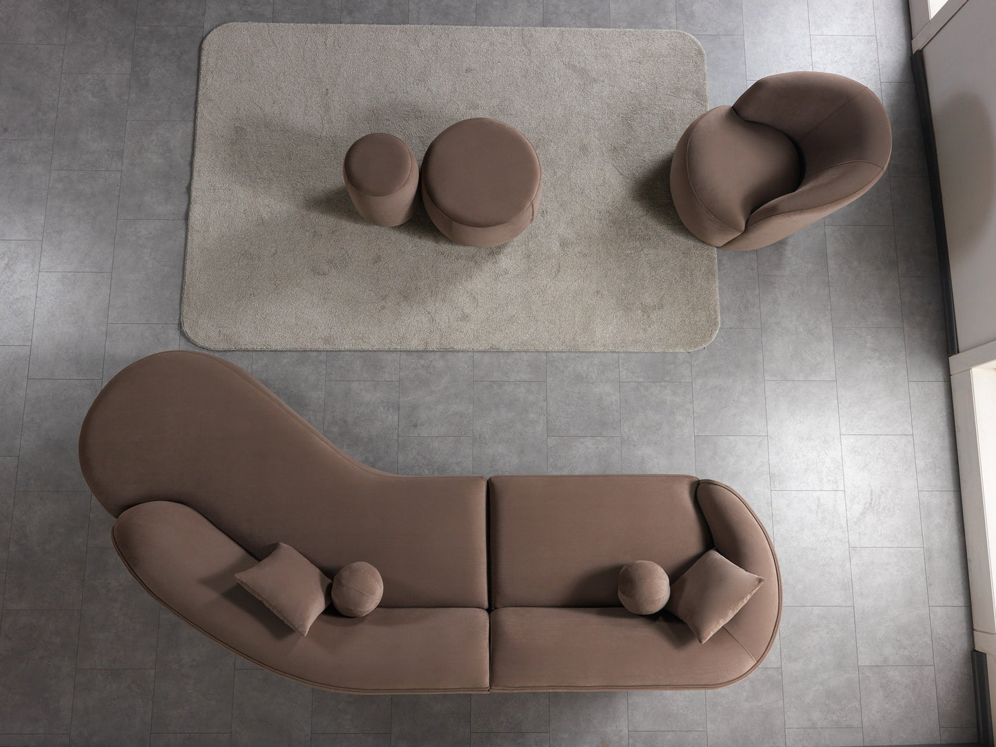 Cloe Coffee Velvet Curved 134" RAF Sectional