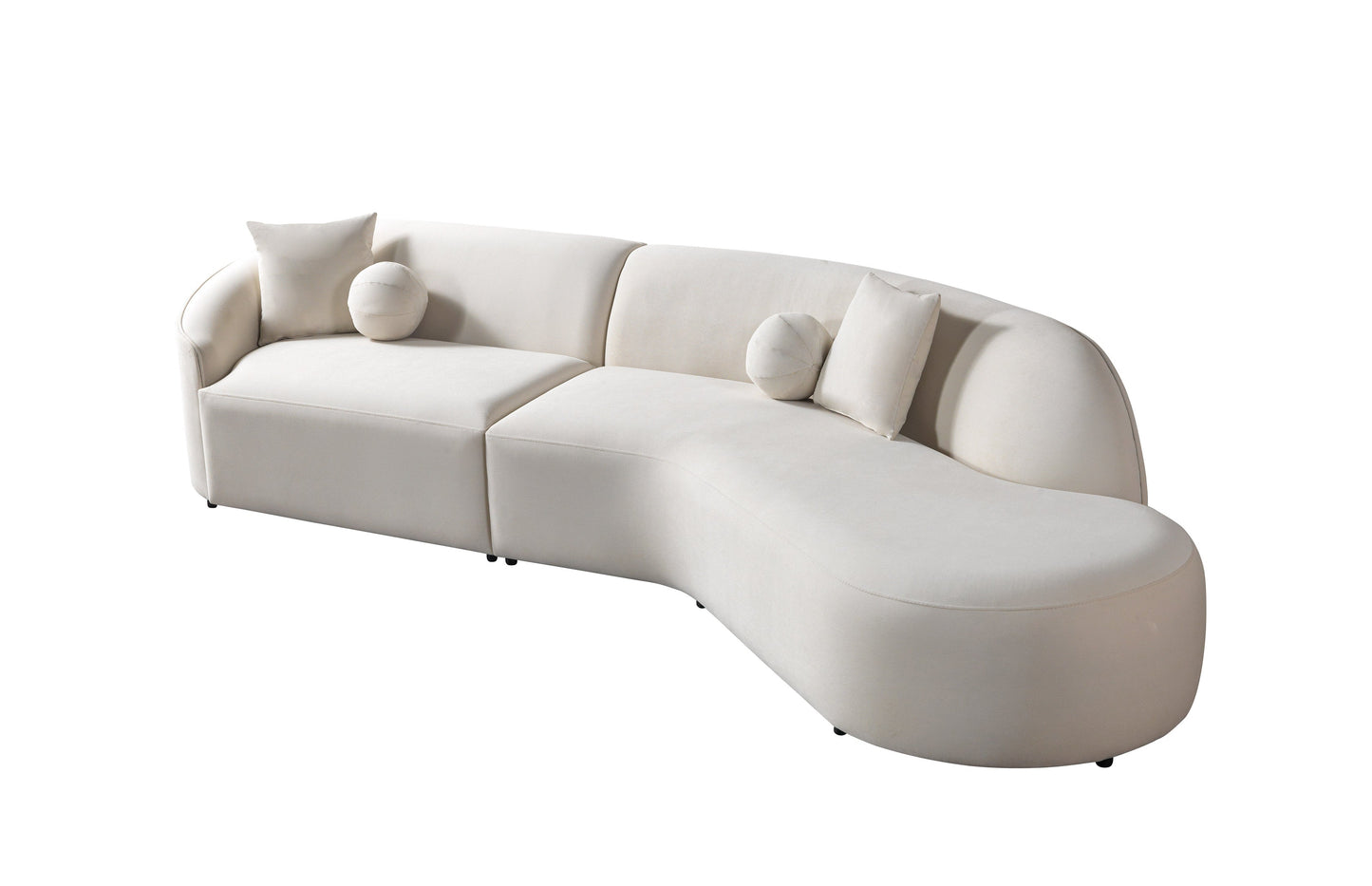 Cloe Ivory Velvet Curved 134" RAF Sectional