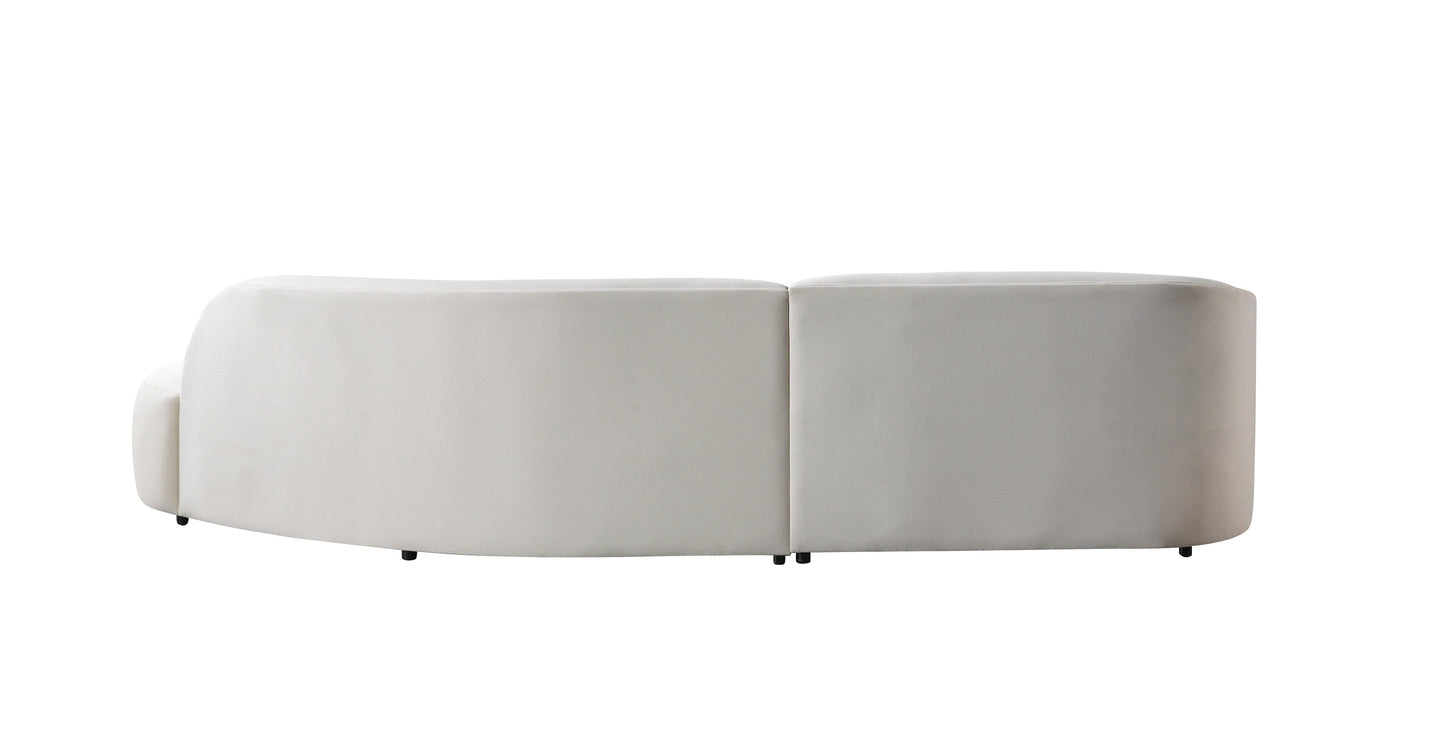 Cloe Ivory Velvet Curved 134" RAF Sectional