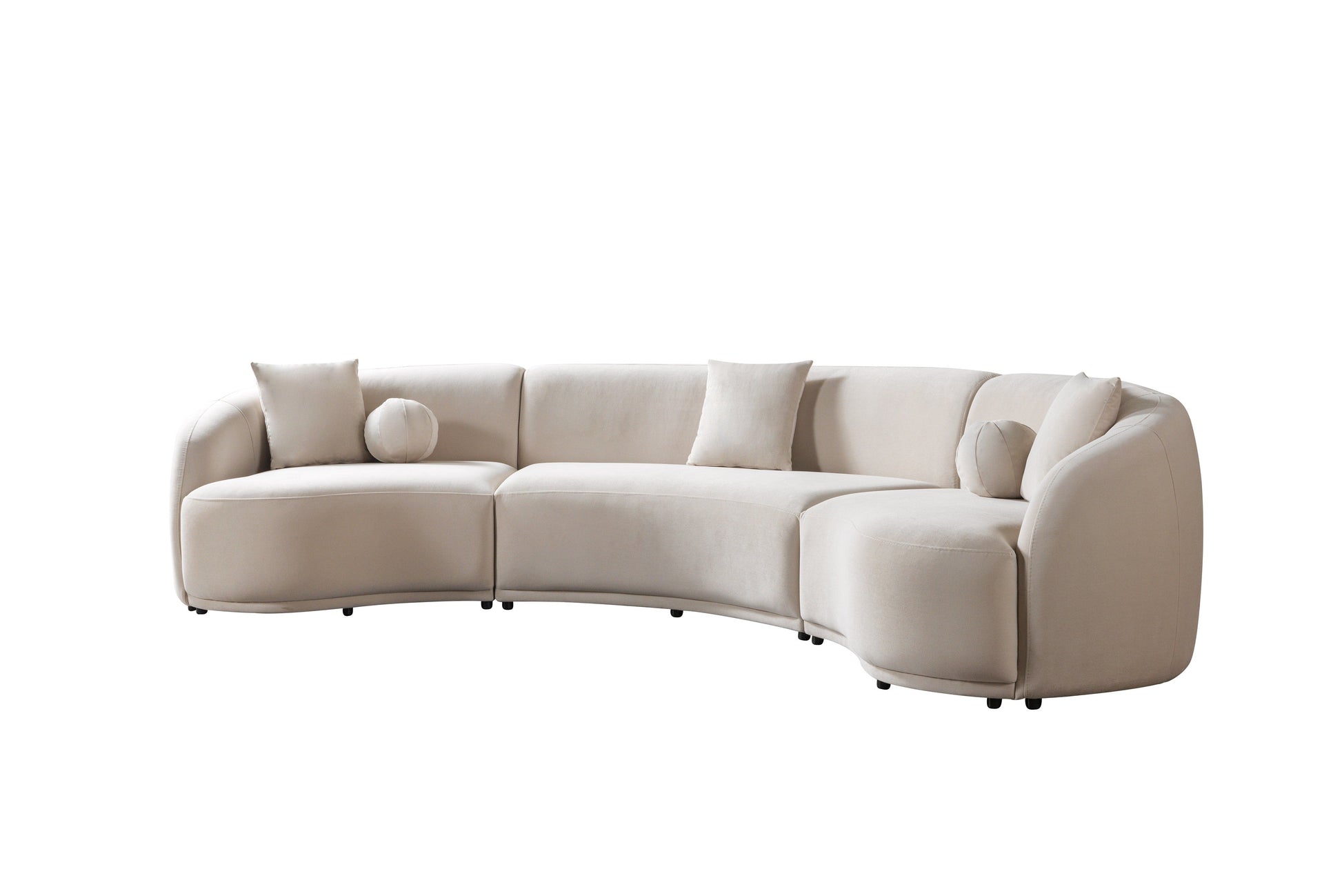 Bonita Ivory Velvet 3-Piece Curved 138" Sectional