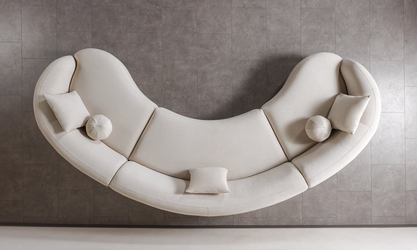 Bonita Ivory Velvet 3-Piece Curved 138" Sectional