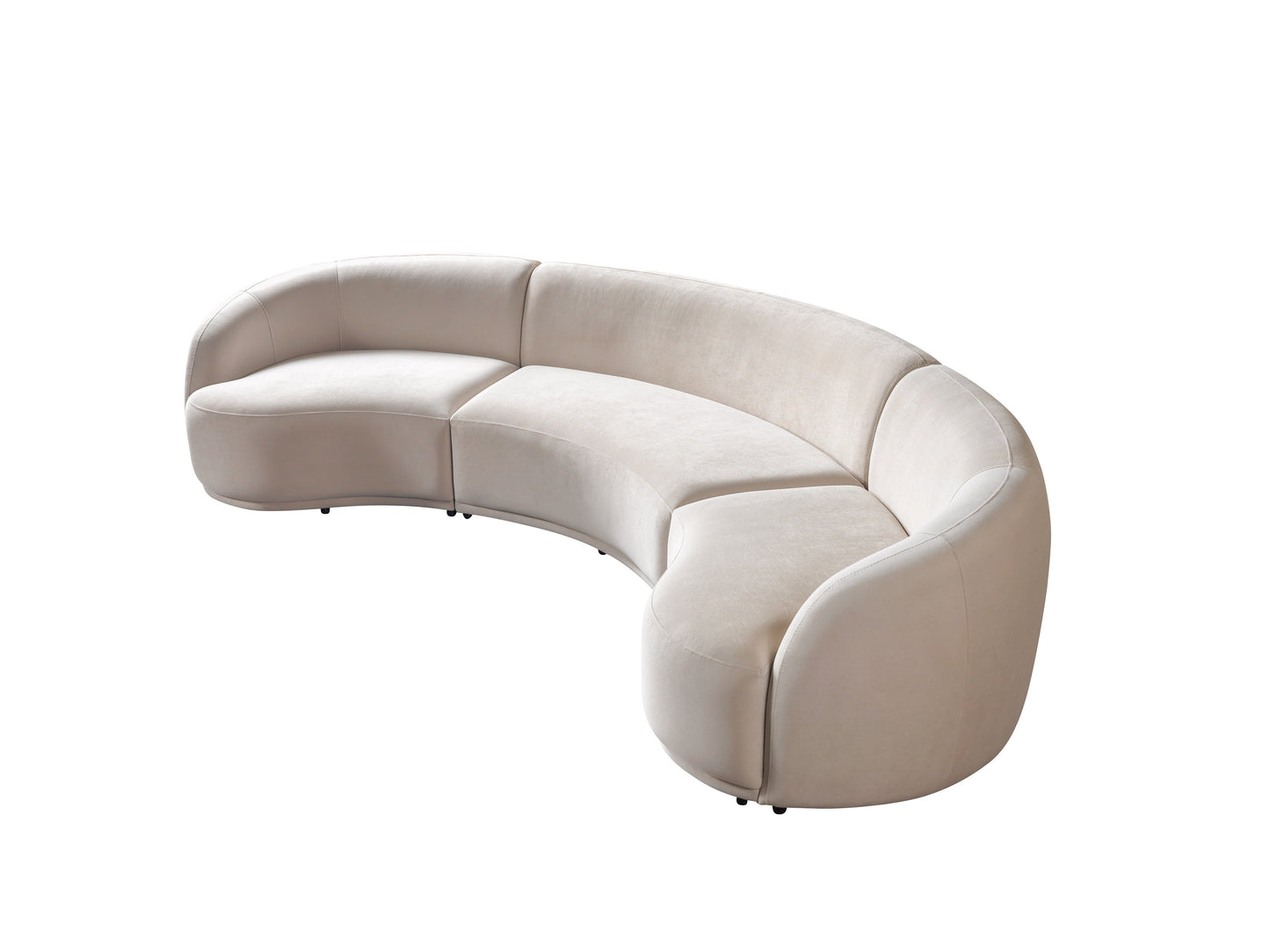 Bonita Ivory Velvet 3-Piece Curved 138" Sectional