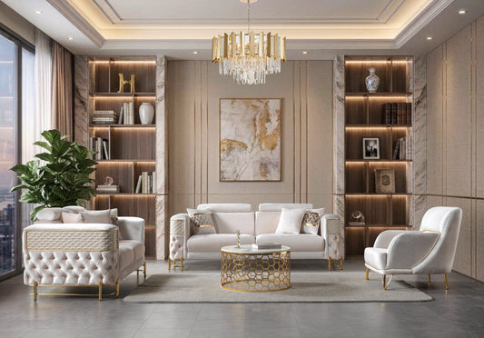 Fabiana Ivory Velvet Sofa & Loveseat