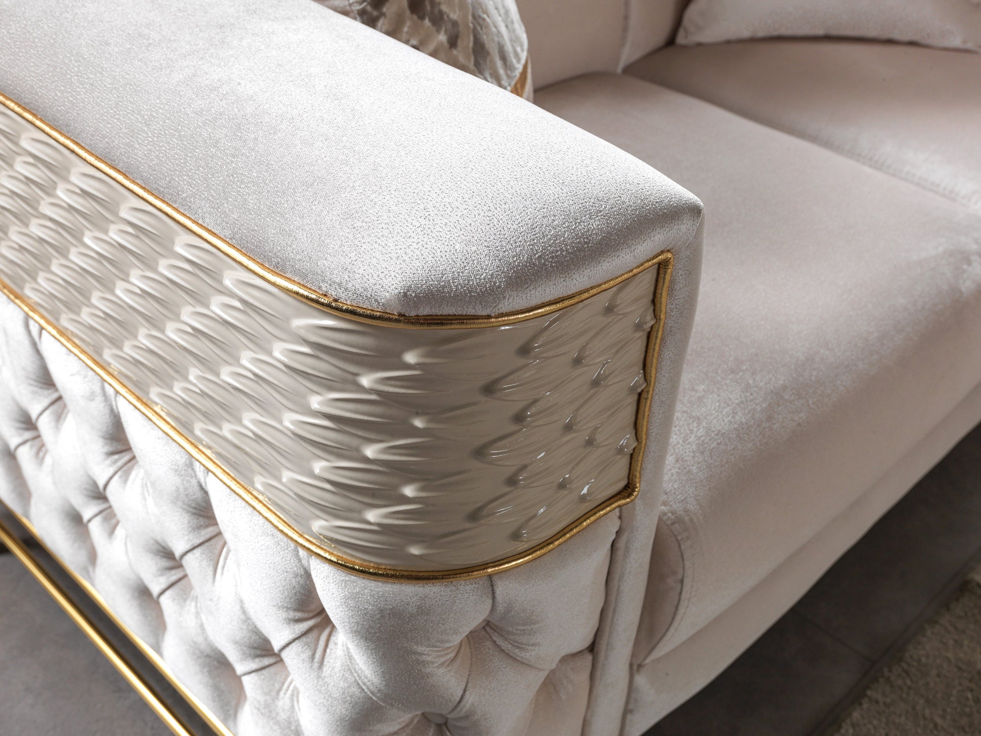 Fabiana Ivory Velvet Sofa