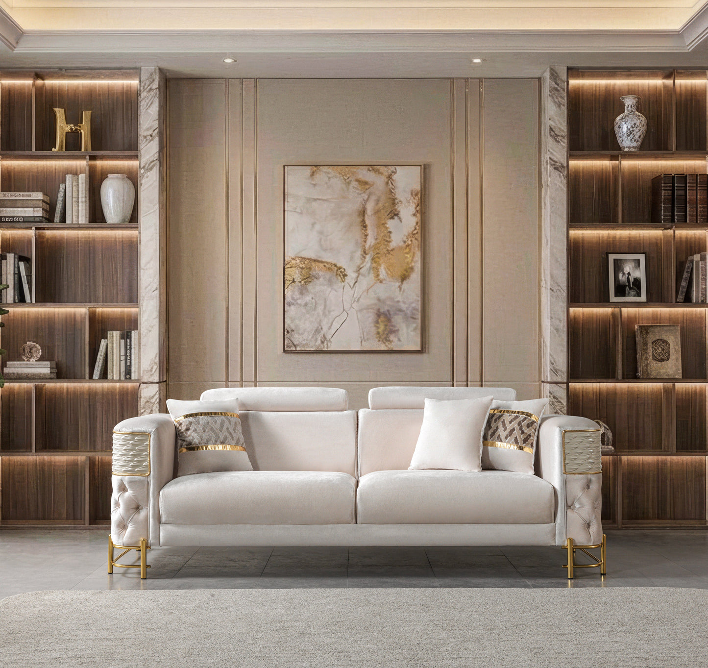 Fabiana Ivory Velvet Sofa