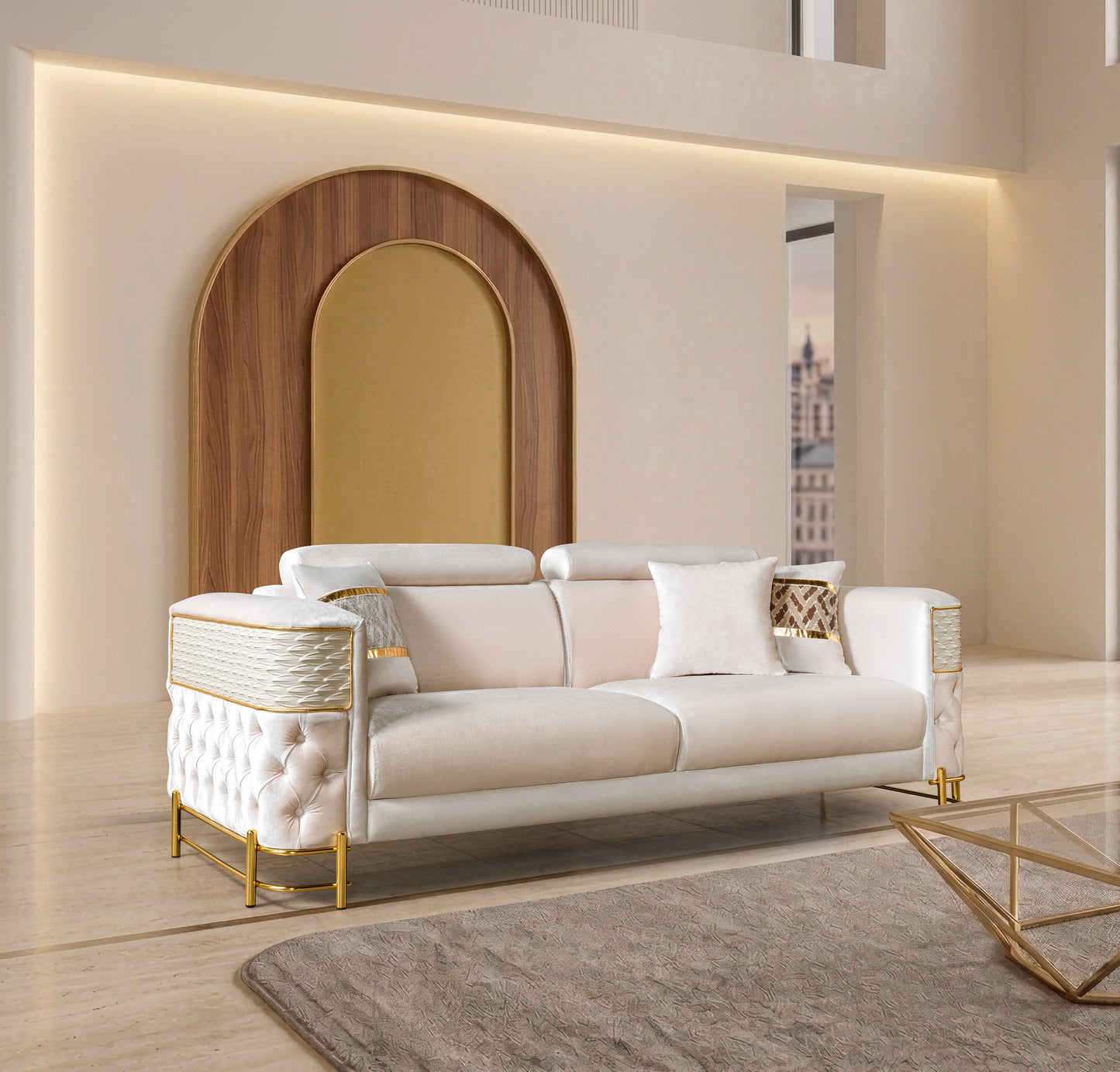 Fabiana Ivory Velvet Sofa