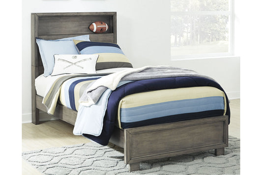 Arnett Gray Twin Bookcase Panel Bed