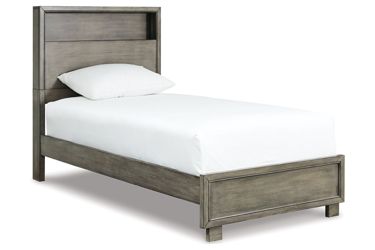 Arnett Gray Twin Bookcase Panel Bed
