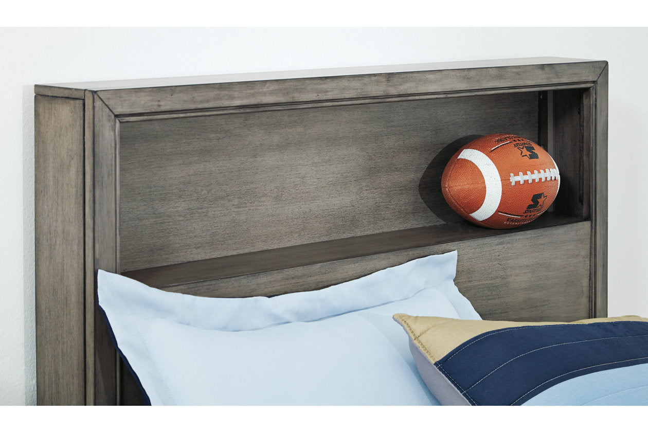 Arnett Gray Twin Bookcase Panel Bed