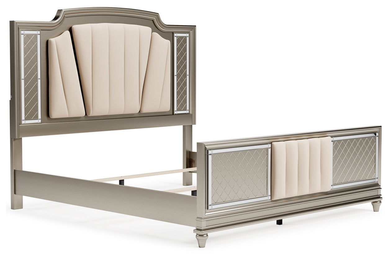 Chevanna Platinum King LED Upholstered Panel Bed