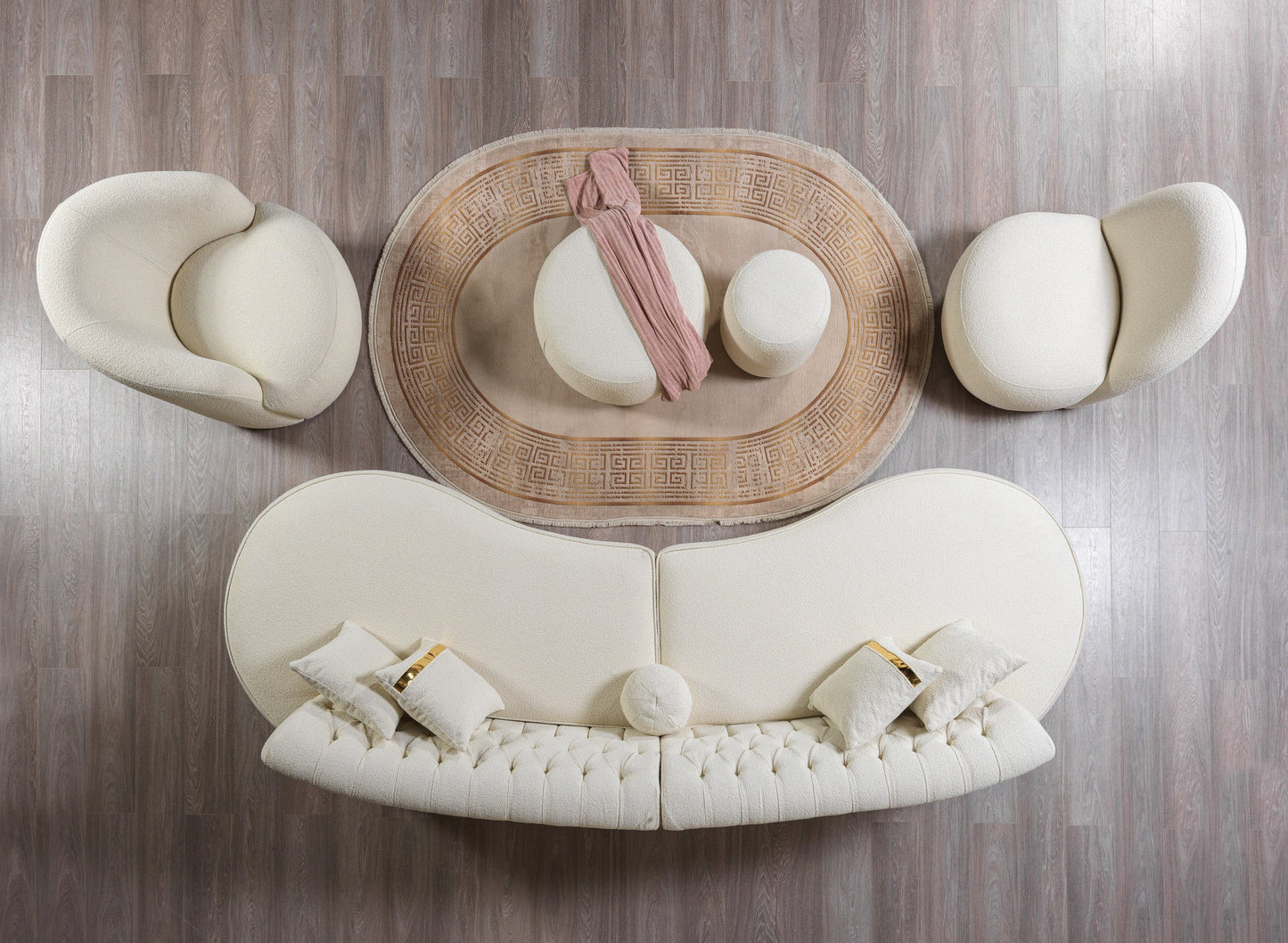 Cloe Ivory Boucle Stool