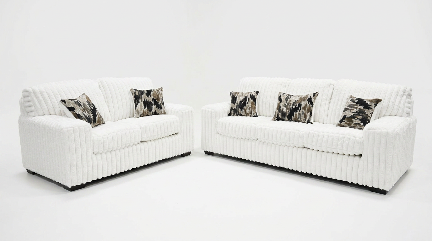 S319 Sofa and Loveseat (Ivory)