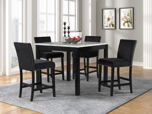 Dior - Black Pub Table + 4 Chair Set