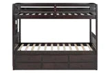 BB40 TWIN/TWIN Bunk Bed w/Twin Trundle + 3 Drawers Espresso