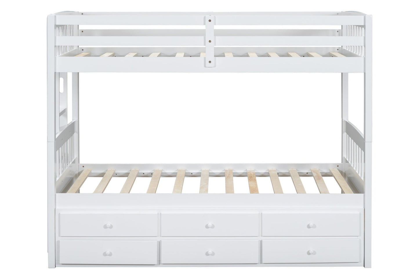 BB41 TWIN/TWIN Bunk Bed w/Twin Trundle + 3 Drawers White