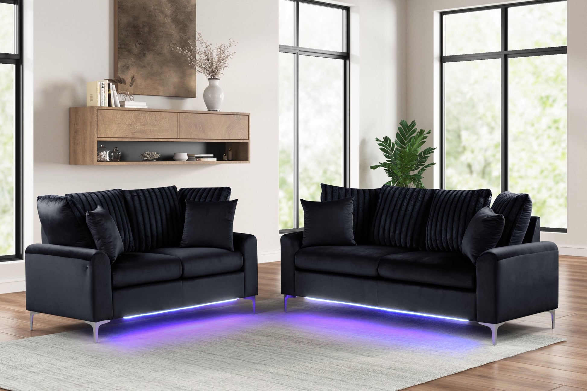 Celina Black- 2PC Sofa & Loveseat Set