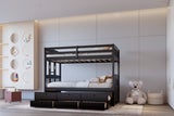 BB42 TWIN/TWIN Bunk Bed w/Twin Trundle + 3 Drawers (Black)