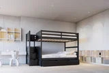 BB52 FULL/FULL Bunk Bed w/Twin Trundle + Staircase Storage