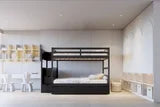 BB52 FULL/FULL Bunk Bed w/Twin Trundle + Staircase Storage