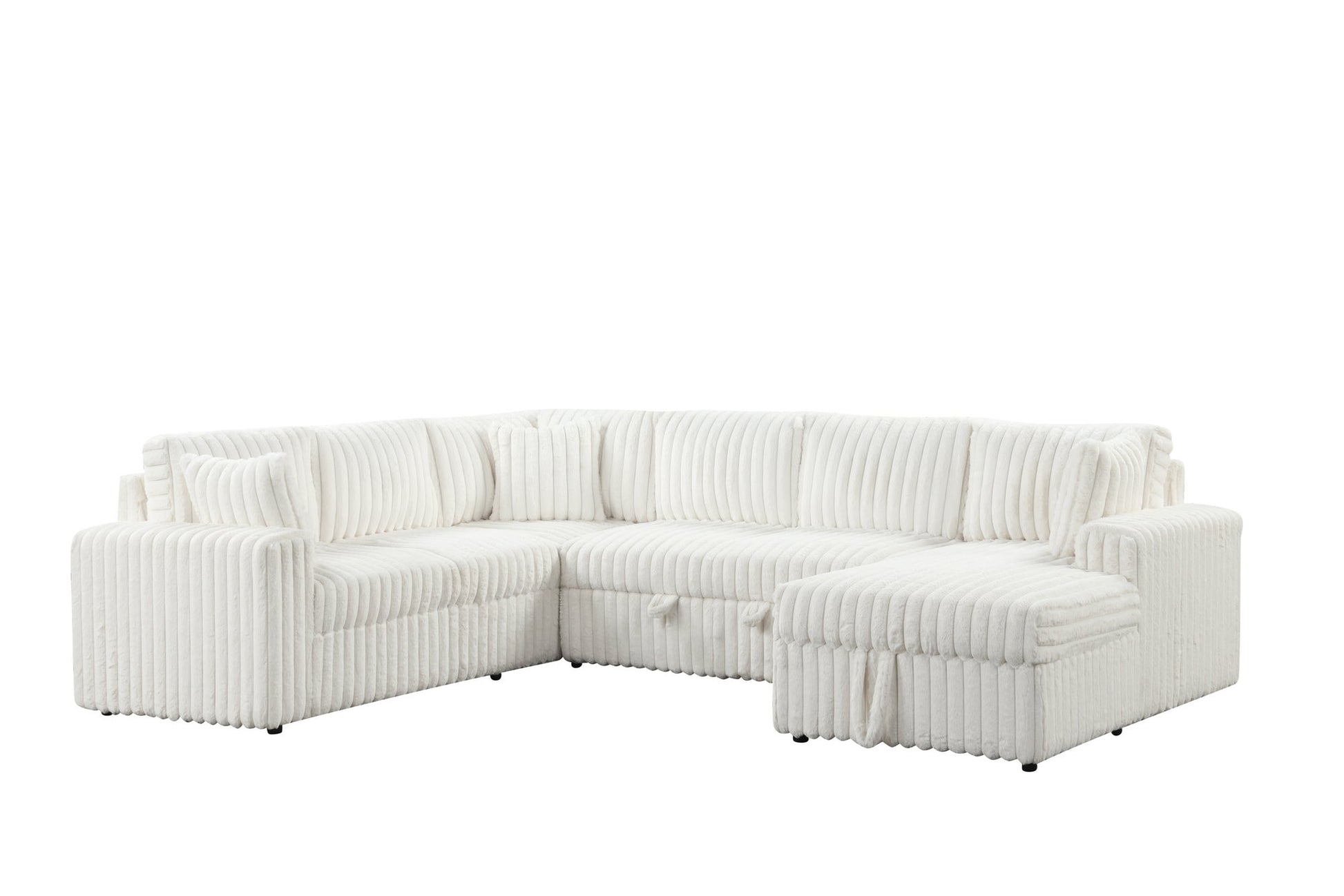 Forever Beige Sectional With Pull-Out Bed