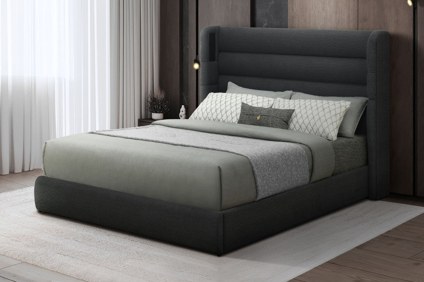 Hero Black Platform Bed (w/ Bluetooth Speaker) - Queen, King