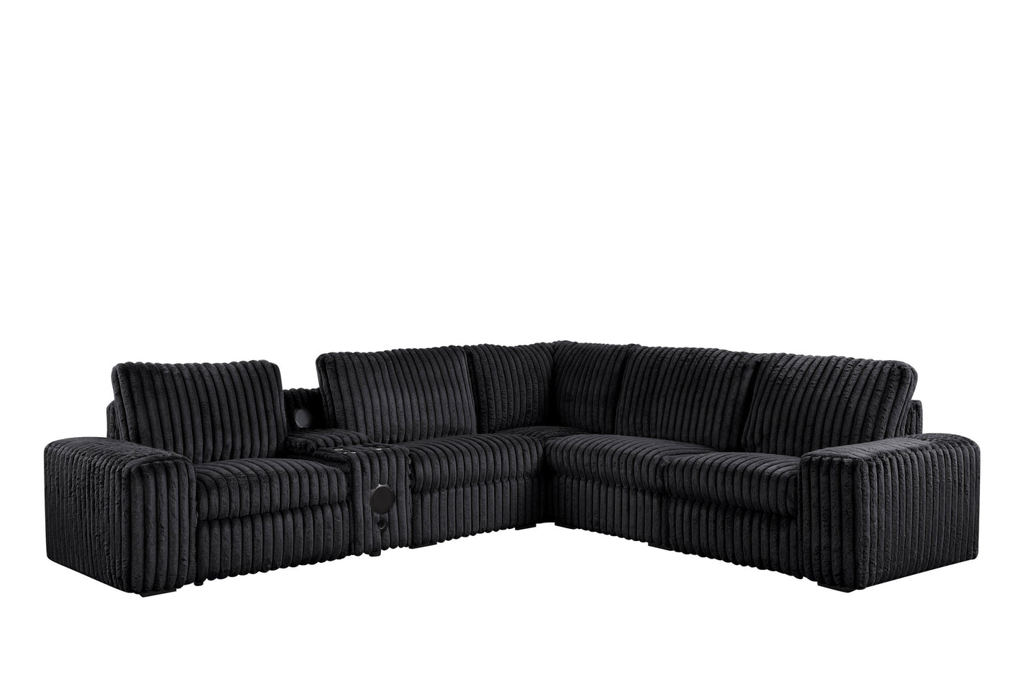 Amelia Onyx Power Reclining Sectional (w/ Bluetooth Speakers)